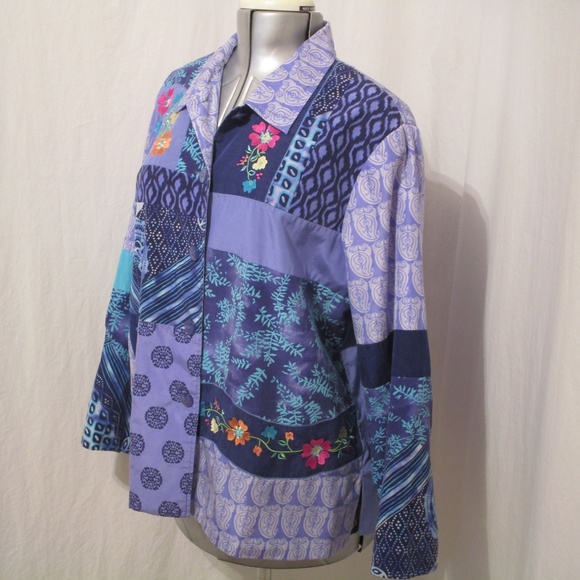 Diane Gilman Patchwork Embroidered Jacket 1X - Picture 2 of 8